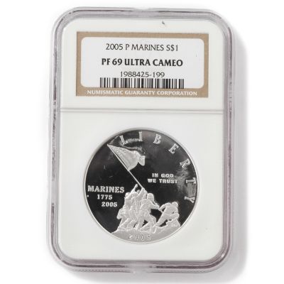 V50154 - 2005 Marines Commemorative Dollar PF69 NGC