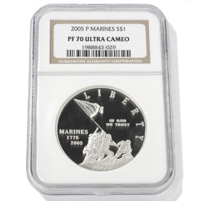 2005 Marines Commemorative Dollar PF70 NGC