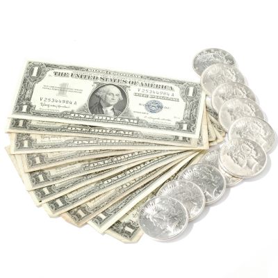 10 Peace Dollars & 10 $1 Silver Certificates in Uncirculated Condition
