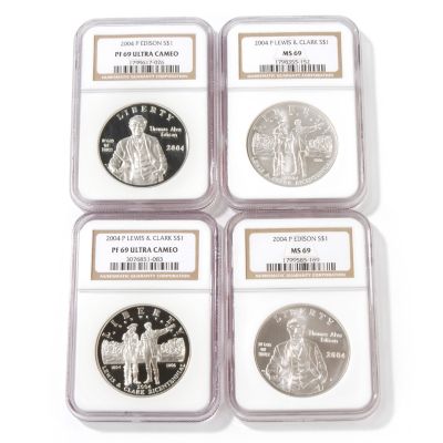 2004 Lewis & Clark MS69 & PF69 / 2004 Thomas Edison MS69 & PF69 NGC