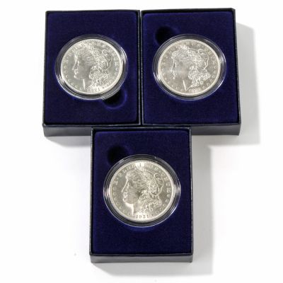 1921 Morgan Dollars (P-D-S) Mint Set in Capsules
