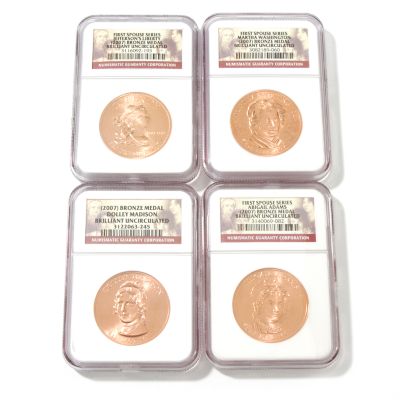 V50342 - 2007 First Spouse Bronze Coin Set - Washington, Adams, Jefferson & Madison