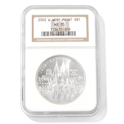 V50389 - 2002-W West Point Commemorative Dollar MS70 NGC