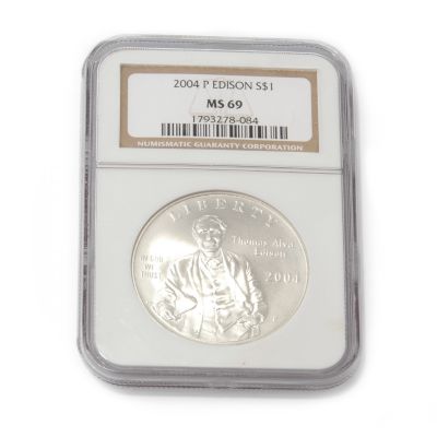 V50393 - 2004 Thomas Edison Commemorative Silver Dollar MS69 NGC
