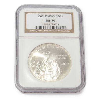 2004 Thomas Edison Commemorative Silver Dollar MS70 NGC