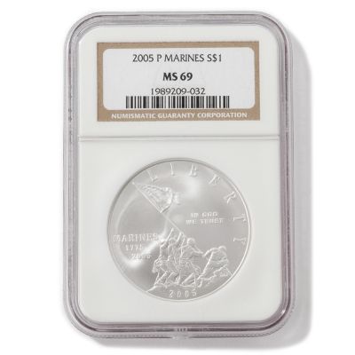 2005 Marines Commemorative Dollar MS69 NGC