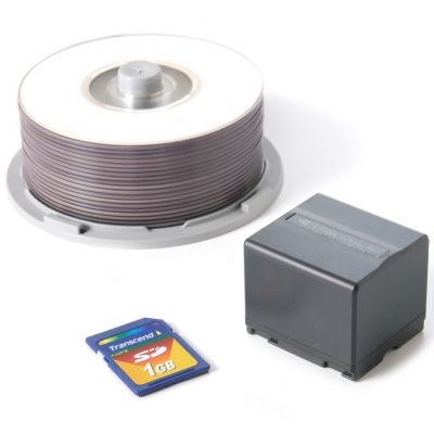 Camcorder Battery, 1GB SD Card & 20-Pack of Mini DVD-Rs