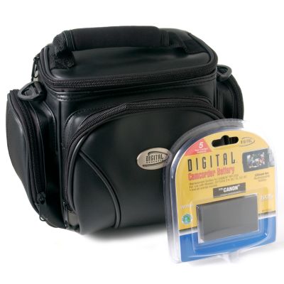 Lithium-Ion Rechargeable Battery & Leather Camcorder Bag