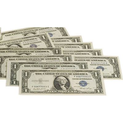10 $1 Silver Certificates (XF-UNC) w/ Protective Currency Sleeve
