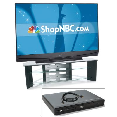 V51730 - Mitsubishi 73" 1080p 120Hz DLP HDTV, Stand & Blu-ray Player w/ HDMI Cable