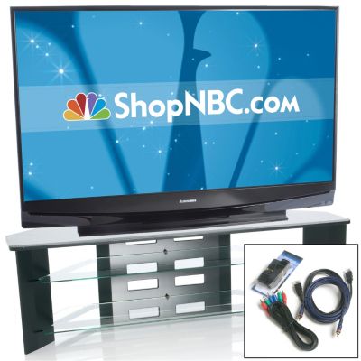 V51752 - Mitsubishi 60" 1080p 120Hz DLP HDTV, HD Cable Pack & Stand w/ $100 Rebate