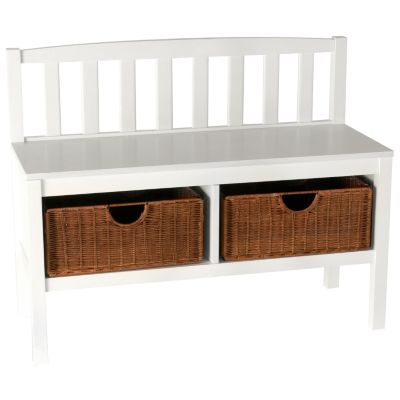 V70052 - Bench w/ Two Removable Wicker Storage Baskets