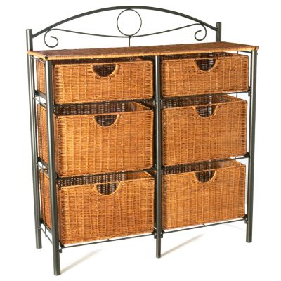Storage Unit w/ Six Removable Wicker Baskets