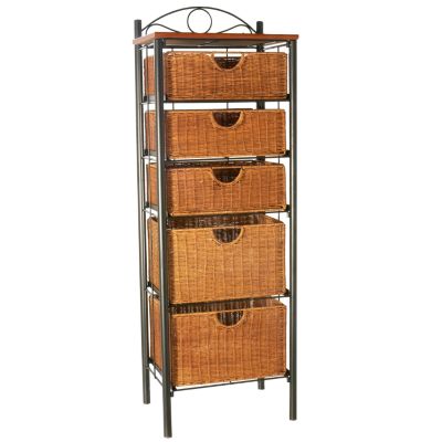 Storage Unit w/ Five Removable Wicker Baskets