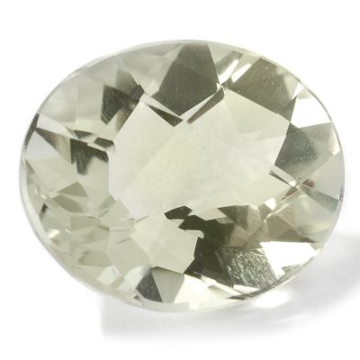 V75002 - 12 x 10mm Oval Checkerboard Cut 3.80ct Prasiolite