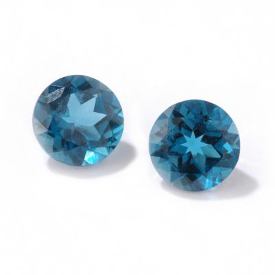 V75078 - Set of Two Round Cut 6mm London Blue Topaz