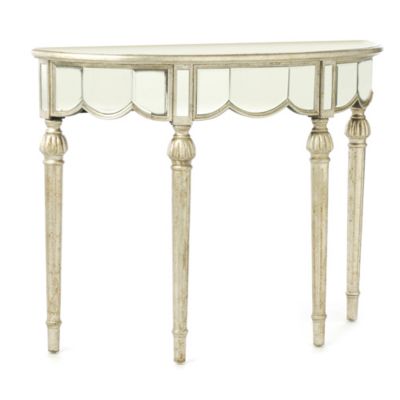  Mirrored Demilune Accent Table 