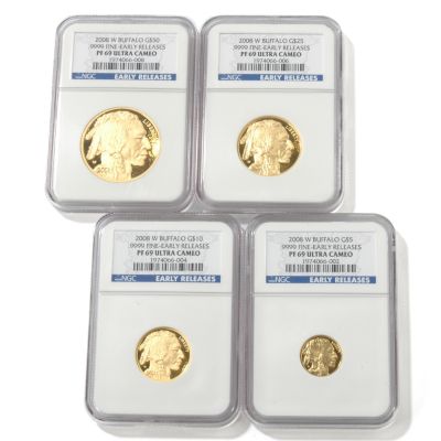 2008 Four-Piece Gold Buffalo Coin Set PF69 Ultra Cameo Early Release NGC