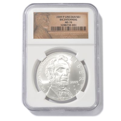 2009 Abraham Lincoln Bicentennial Commemorative Silver Dollar MS70 NGC