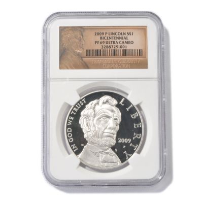 V80240 - 2009 Abraham Lincoln Bicentennial Commemorative Silver Dollar PF69UC NGC