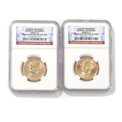 2008 Martin Van Buren Presidential Dollars P & D Mints BU NGC
