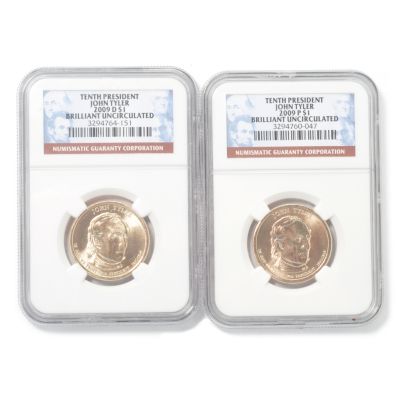 2009 John Tyler Presidential Dollars P & D MInts BU NGC