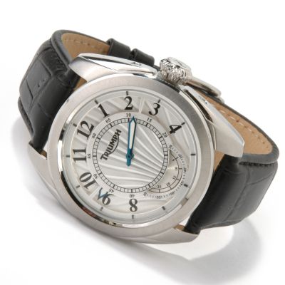 Triumph Men's Stainless Steel Leather Strap Watch