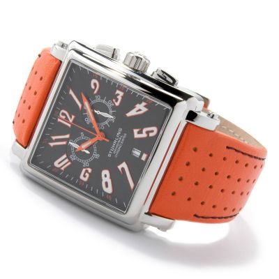 V90142 - Stuhrling Original Men's Manchester Square Chronograph Leather Strap Watch