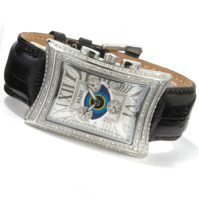 Elini Men's Nazar Lucky Eye Diamond Chronograph Leather Strap Watch