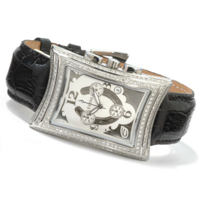 Elini Men's Nazar Horseshoe Diamond Chronograph Leather Strap Watch