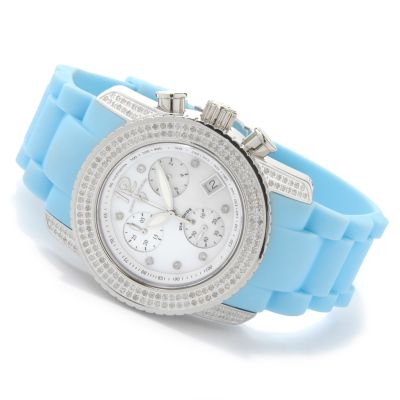 Swiss Legend Women's Diamond Commander Chronograph Rubber Strap Watch