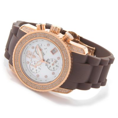 Swiss Legend Women's Diamond Commander Rose-tone Rubber Strap Watch