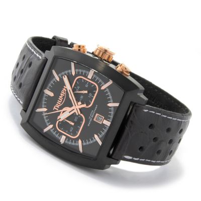 Triumph Men's Japanese Quartz Chronograph Genuine Leather Strap Watch