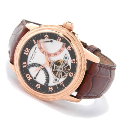 Stuhrling Original Men's Saturnalia Automatic Leather Strap Watch
