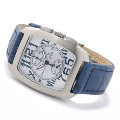Officina Del Tempo Men's Tonneau Chronograph Leather Strap Watch