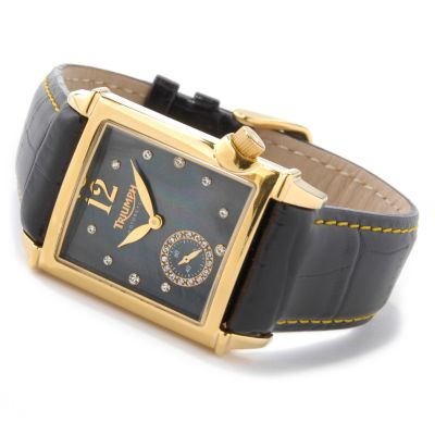 Triumph Women's Swarovski® Crystal Accent Leather Strap Watch
