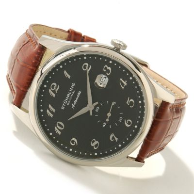 Stuhrling Original Men's Cuvette 44 Automatic Leather Strap Watch