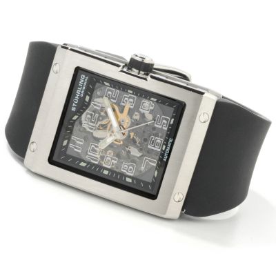 Stuhrling Original Men's Centurion Skeleton Automatic Rubber Strap Watch