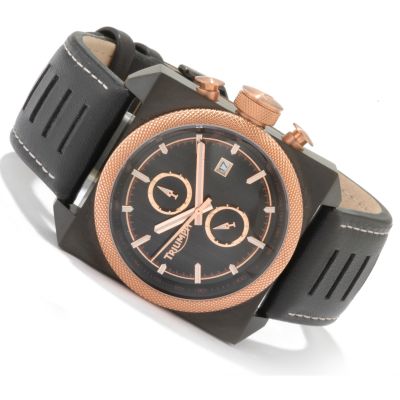 Triumph Men's Chronograph Stainless Steel Leather Strap Watch