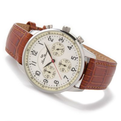 Lucien Piccard Men's Chronograph Stainless Steel Leather Strap Watch