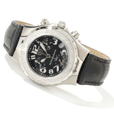 TechnoMarine Women's TechnoDiamond Chronograph Alligator Strap Watch
