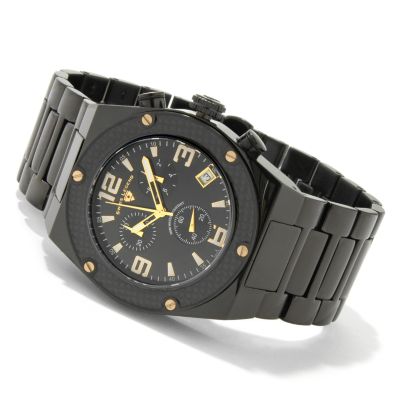 Swiss Legend Men's Throttle Chronograph Black Ionic Plated Stainless Steel Watch