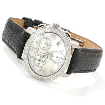 Lucien Piccard Women's Diamond Vega Chronograph Leather Strap Watch