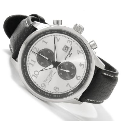 Triumph Men's Chronograph Tachymeter Stainless Steel Leather Strap Watch