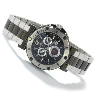 Burett Men's Continent Swiss Made Quartz Chronograph Stainless Steel Watch