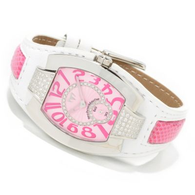 TechnoMarine Women's Butterfly Diamond Stainless Steel Leather Strap Watch