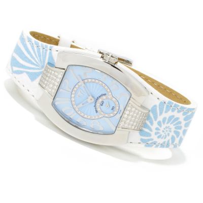 V90931 - TechnoMarine Women's Butterfly Diamond Stainless Steel Leather Strap Watch