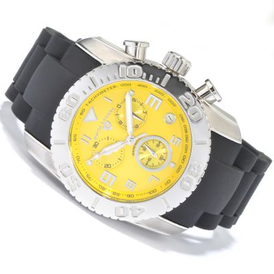  Swiss Legend Men's Commander Chronograph Rubber Strap Watch w/ Baseball Hat YELLOW  photo