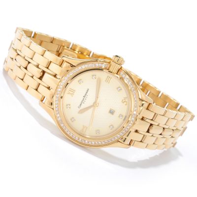 Christian Bernard Women's or Mid-size "5th" Cubic Zirconia Stainless Steel Watch