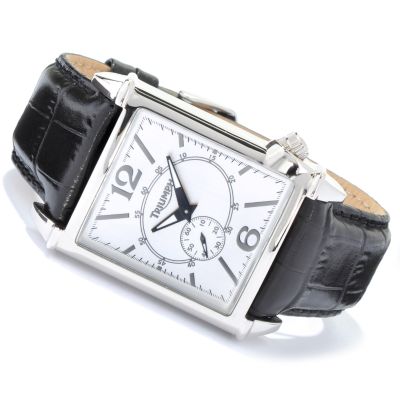 Triumph Men's Stainless Steel Leather Strap Watch